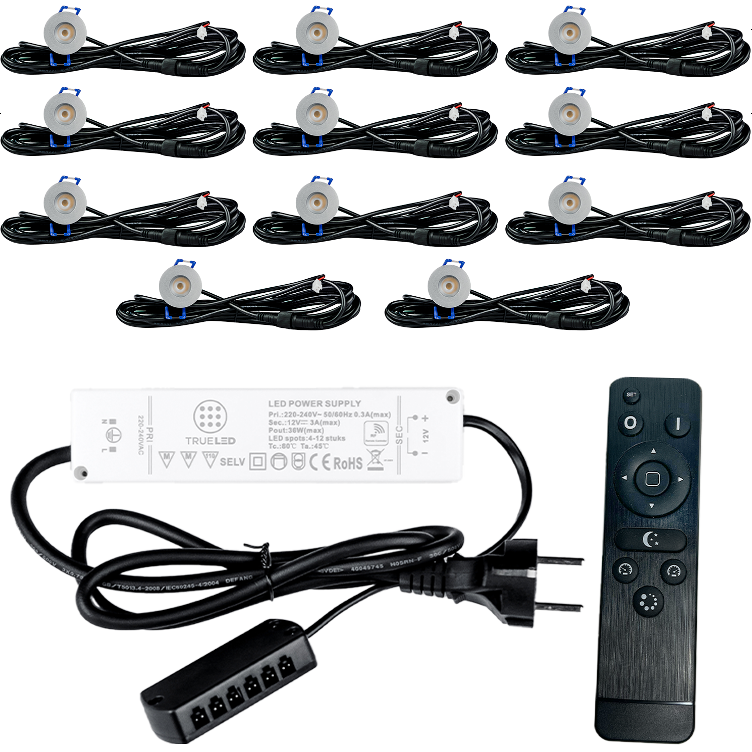 LED Inbouwspots veranda & overkapping - Warm wit 2700K - Dimbaar - Set 4 tot 12 stuks - TrueLED Compact Silver
