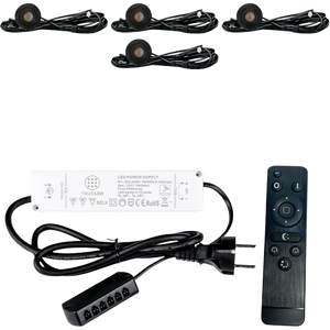 LED Inbouwspots veranda & overkapping - Kantelbaar - Warm wit 2700K - Dimbaar - Set 4 tot 12 stuks - TrueLED Grand Black
