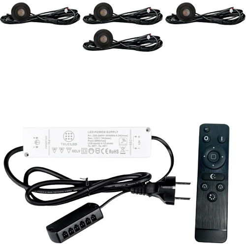 LED Inbouwspots veranda & overkapping - Kantelbaar - Warm wit 2700K - Dimbaar - Set 4 tot 12 stuks - TrueLED Grand Black