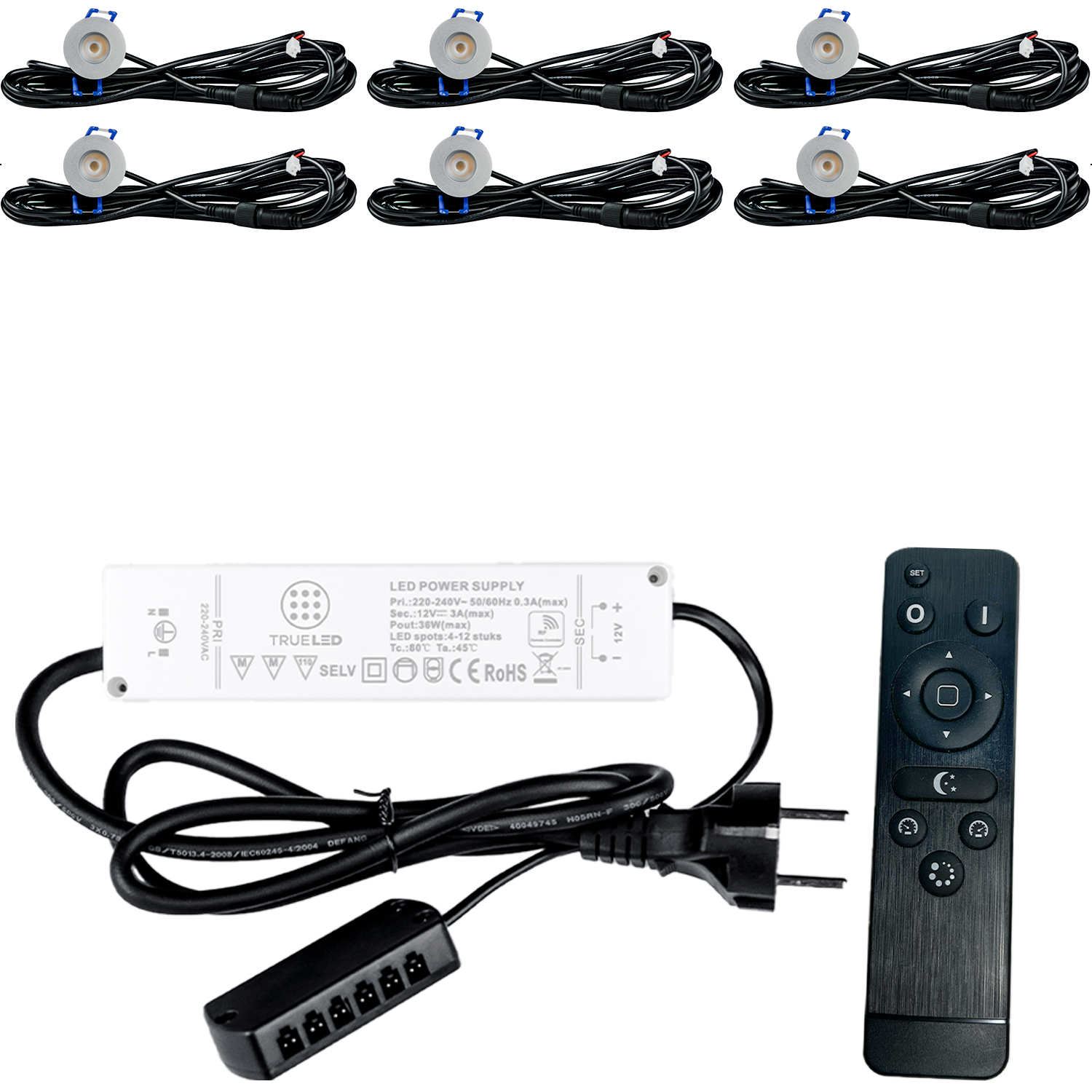 LED Inbouwspots veranda & overkapping - Warm wit 2700K - Dimbaar - Set 4 tot 12 stuks - TrueLED Compact Silver