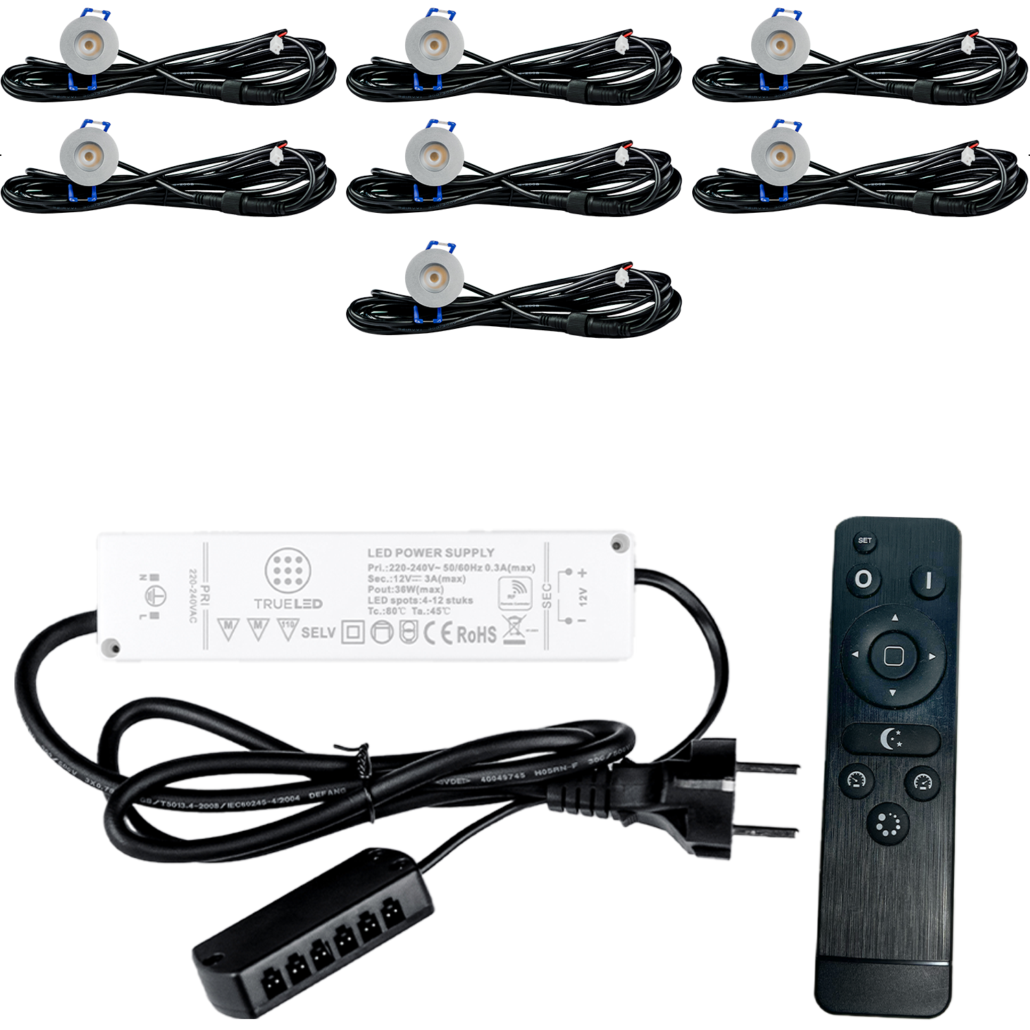 LED Inbouwspots veranda & overkapping - Warm wit 2700K - Dimbaar - Set 4 tot 12 stuks - TrueLED Compact Silver