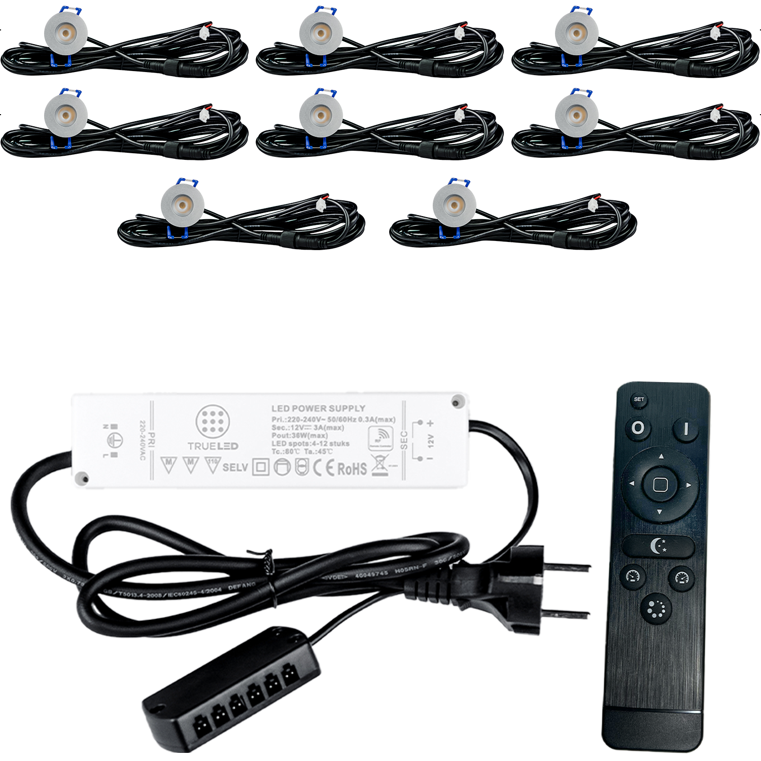 LED Inbouwspots veranda & overkapping - Warm wit 2700K - Dimbaar - Set 4 tot 12 stuks - TrueLED Compact Silver