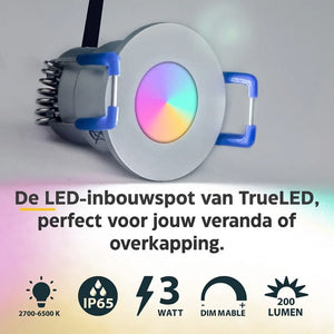 LED Inbouwspot veranda & overkapping - RGB - Dimbaar - Enkel - TrueLED Compact Silver