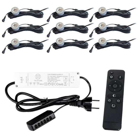 LED Opbouwspots veranda & overkapping - Warm wit 2700K - Dimbaar - Set 4 tot 12 stuks - TrueLED Royal Silver