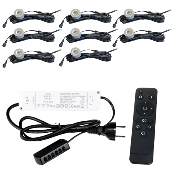 LED Opbouwspots veranda & overkapping - Warm wit 2700K - Dimbaar - Set 4 tot 12 stuks - TrueLED Royal Silver