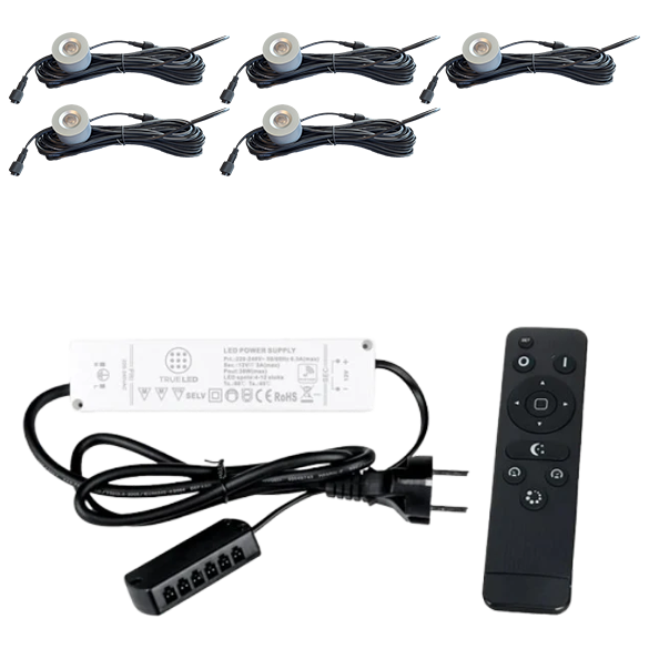 LED Opbouwspots veranda & overkapping - Warm wit 2700K - Dimbaar - Set 4 tot 12 stuks - TrueLED Royal Silver