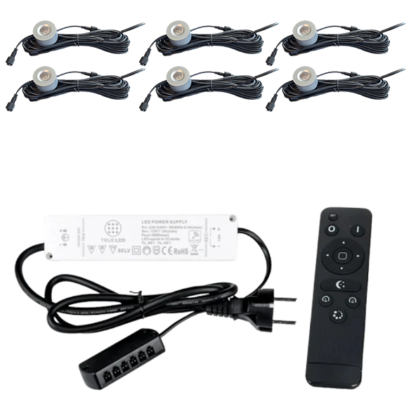 LED Opbouwspots veranda & overkapping - Warm wit 2700K - Dimbaar - Set 4 tot 12 stuks - TrueLED Royal Silver