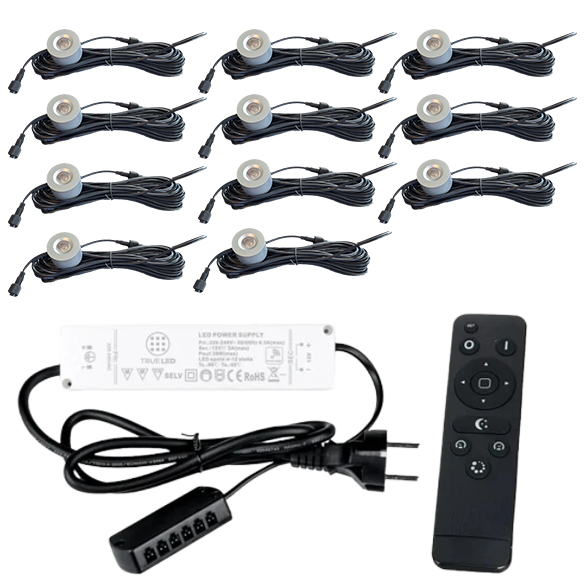 LED Opbouwspots veranda & overkapping - Warm wit 2700K - Dimbaar - Set 4 tot 12 stuks - TrueLED Royal Silver